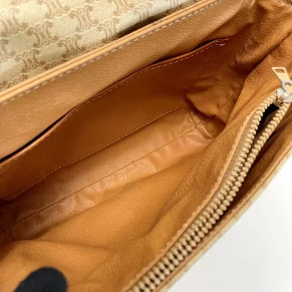 Celine Macadam Pattern Shoulder Bag Pochette Crossbody Gold Hardware - Picture 3 of 8